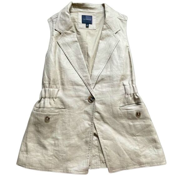 The Limited Khakhi Vest XS V Neck Elastic Waist ButtonPockets Sleeveless NWOT - Picture 1 of 11